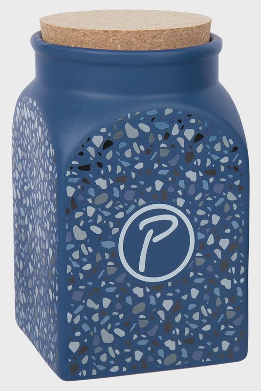 Keramieken snackcontainerTerrazzo blauw11x11x18    ZN-332037