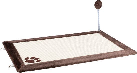 Krabmat met speeltje, sisaltapijt/pluche 70 × 45 cm, natuur/bruin  4323