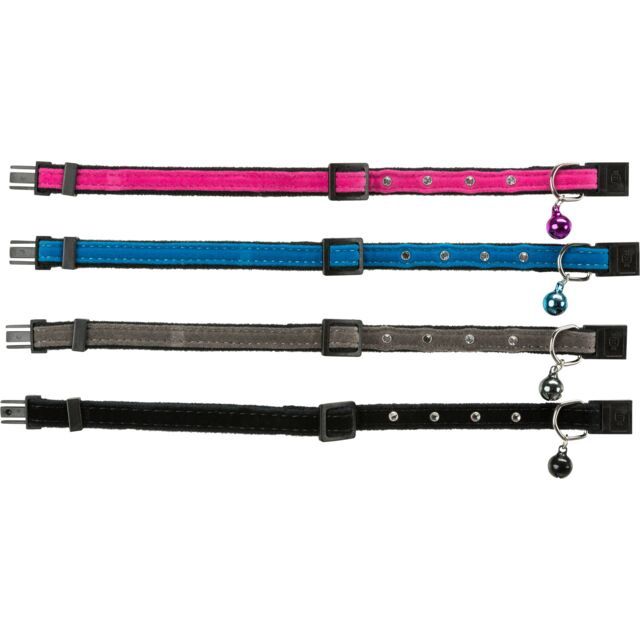 Kattenhalsband met strassversiering, fluweel   4148