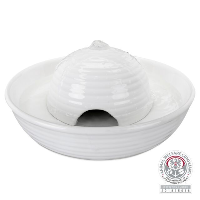 Drinkfontein Vital Flow Mini, keramiek 0,8 l/OM 24 × 10 cm, wit  24468