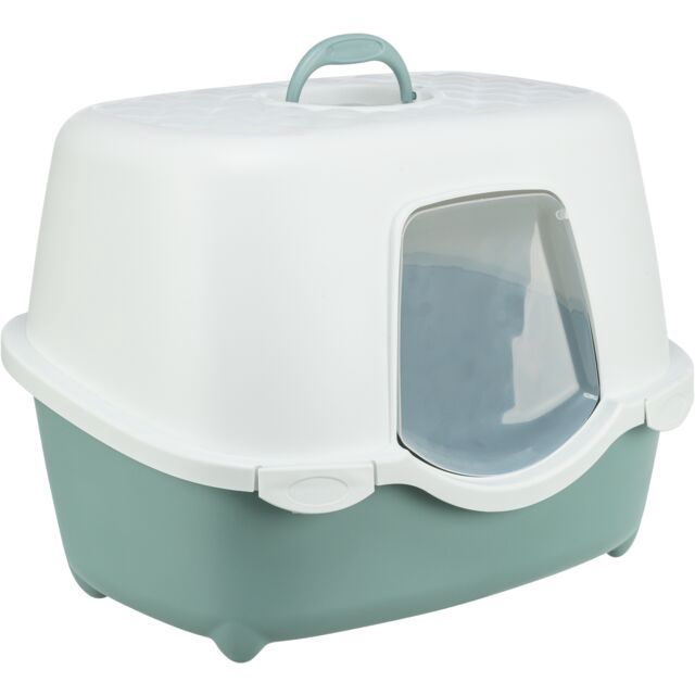 Kattenbak Davio Top, met kap 56 × 39 × 39 cm, groen/wit  40570