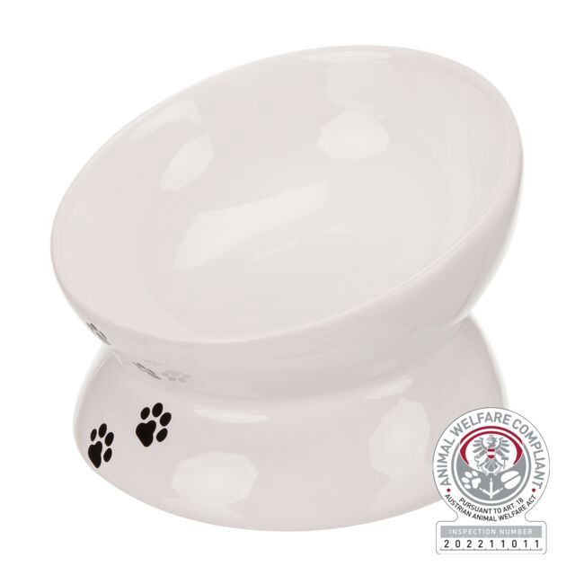 Voer/waterbak, verhoogd, keramiek 0,15 l/OM 13 cm, wit 24798