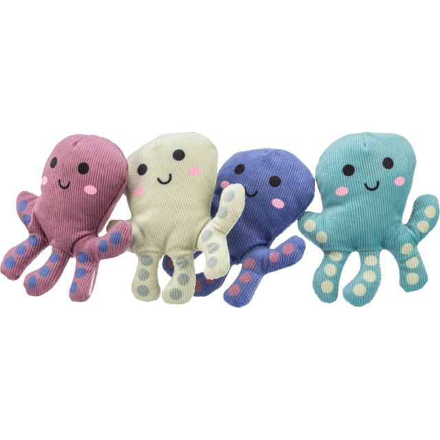 Octopus, pluche, catnip, 10 cm, diverse 45683