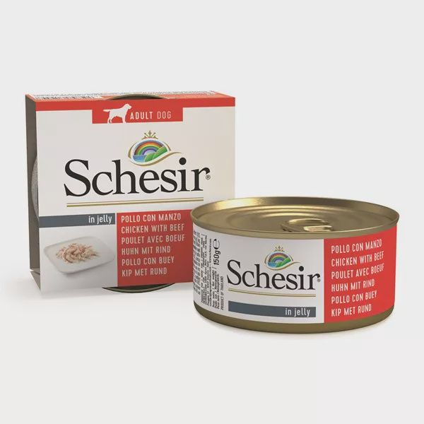 Schesir kip met rund jelly 150g   P712300