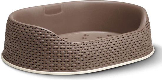 Ovaal plastieke mand curver gevlochte look beige  700330
