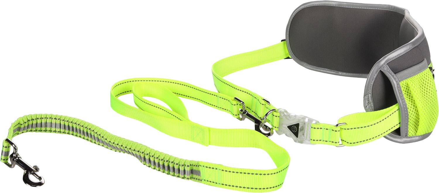 JOGGINGLIJN + HEUPRIEM LED STOFFEL GEEL LIJN 118CM / RIEM 80-140CM   522250