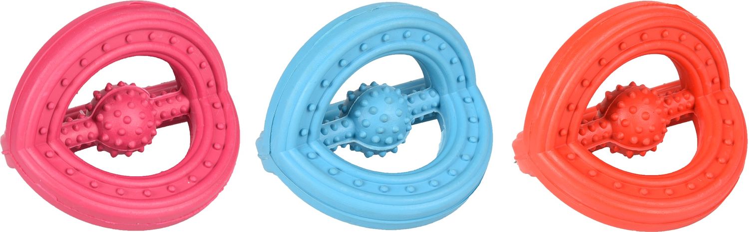 HS RUBBER RUFFUS TRI-RING FUCHSIA/ BLAUW/ROOD 9CM 518107