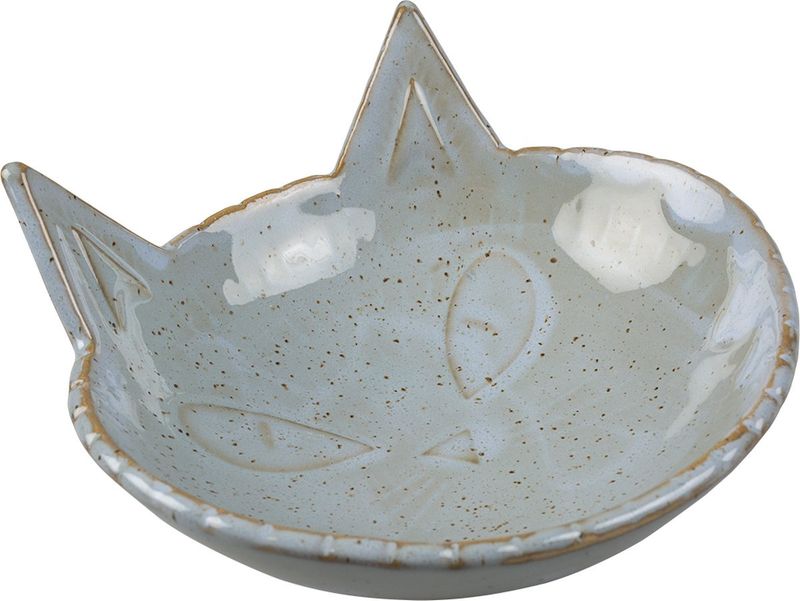 Eetkom Stone kitty face 175ml - 14x14x6,5cm donkerblauw  13372