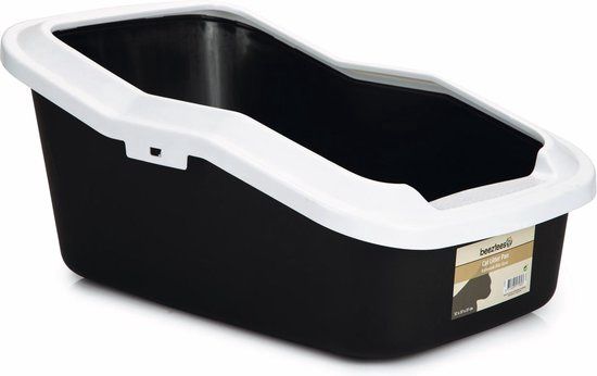 Kattenbak Blitz open zwart met witte rand 400508