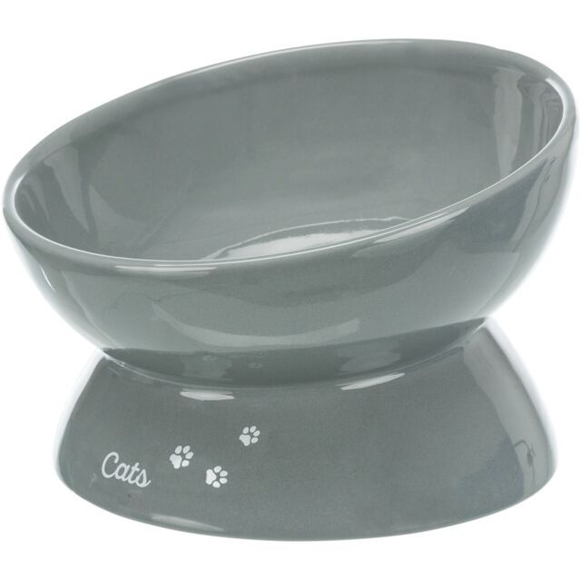 Voer/waterbak XXL, verhoogd, keramiek 0,35 l/OM 17 cm, grijs 24805