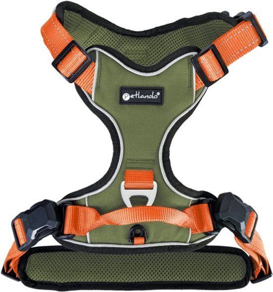 Magnetech hondentuig L olive/orange GHL-010614