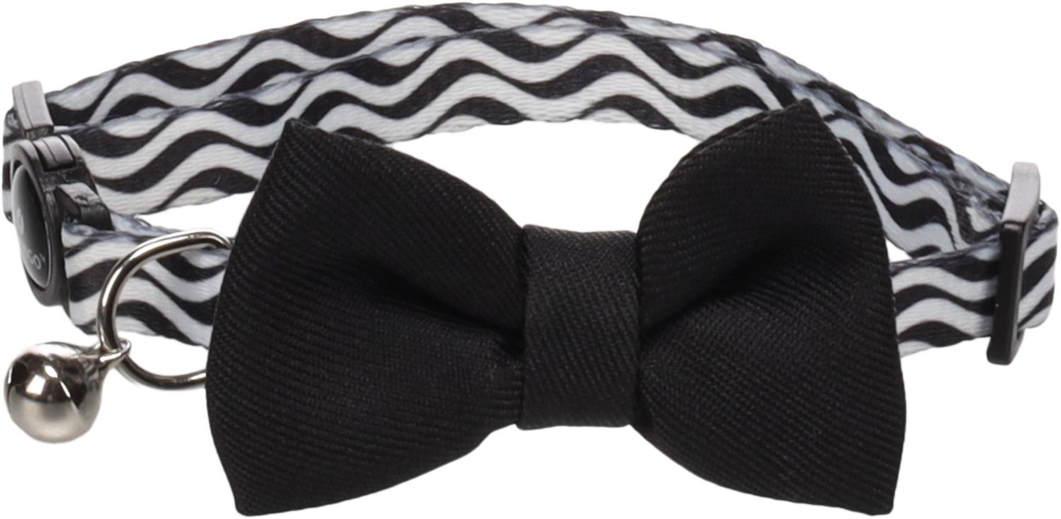 Kat halsband met strik Kamil zwart 20-35cm 10mm 561741