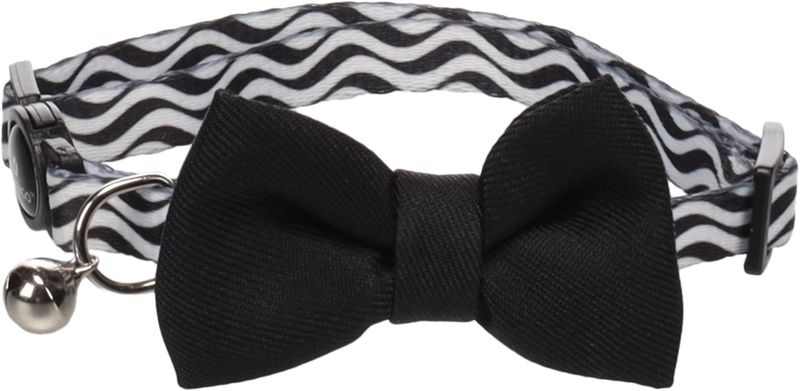 Kat halsband met strik Kamil zwart 20-35cm 10mm 561741