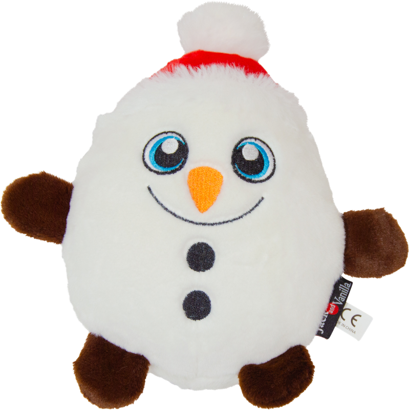 JV Holidays-Hondenspeeltje-Sneeuwman met pieper Wit-21CM