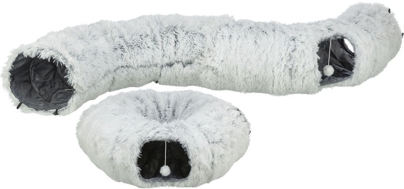 Harvey speeltunnel /-donut, pluche, ø 25 × 160 cm, grijs 42983