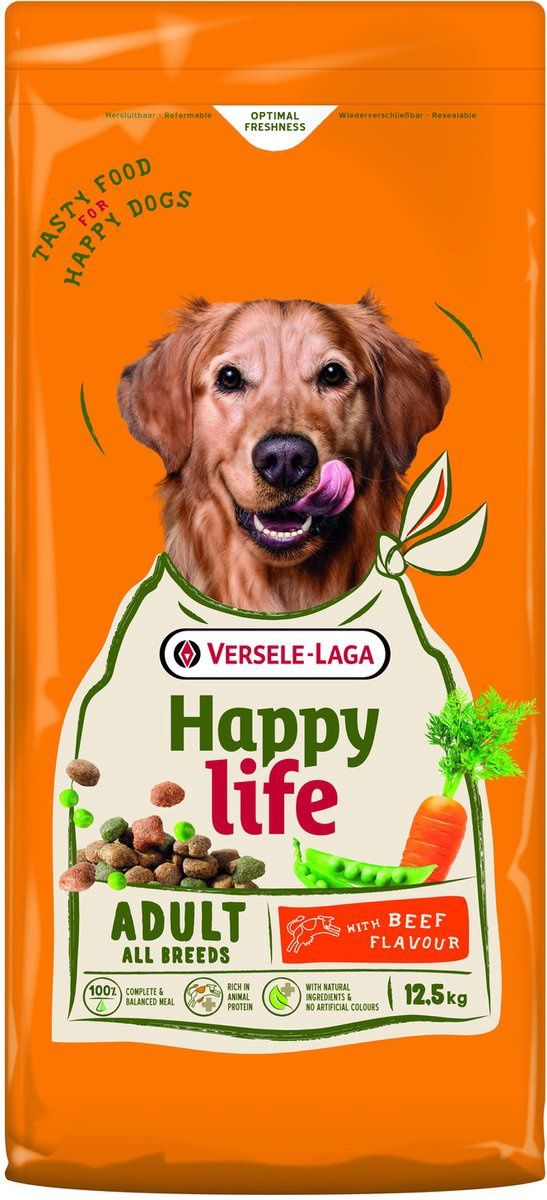 Happy life Adult with Beef flavour 12,5 kg 431094