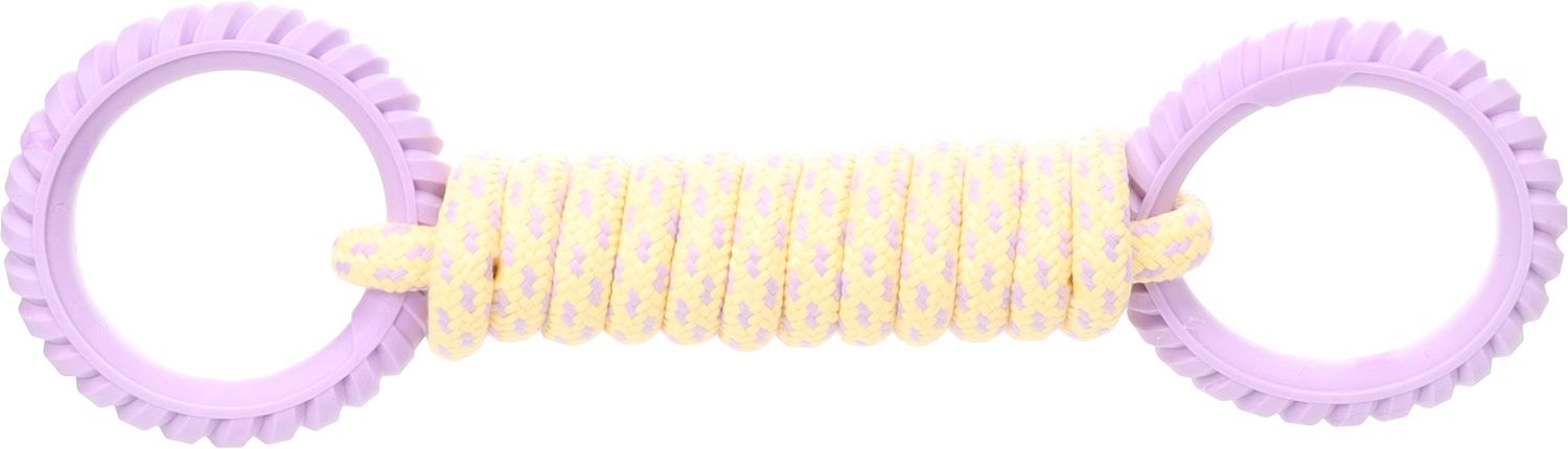 HS JOANIE TREKTOUW MET RINGEN TWIST PAARS/GEEL TPR 46x13x6CM 525456
