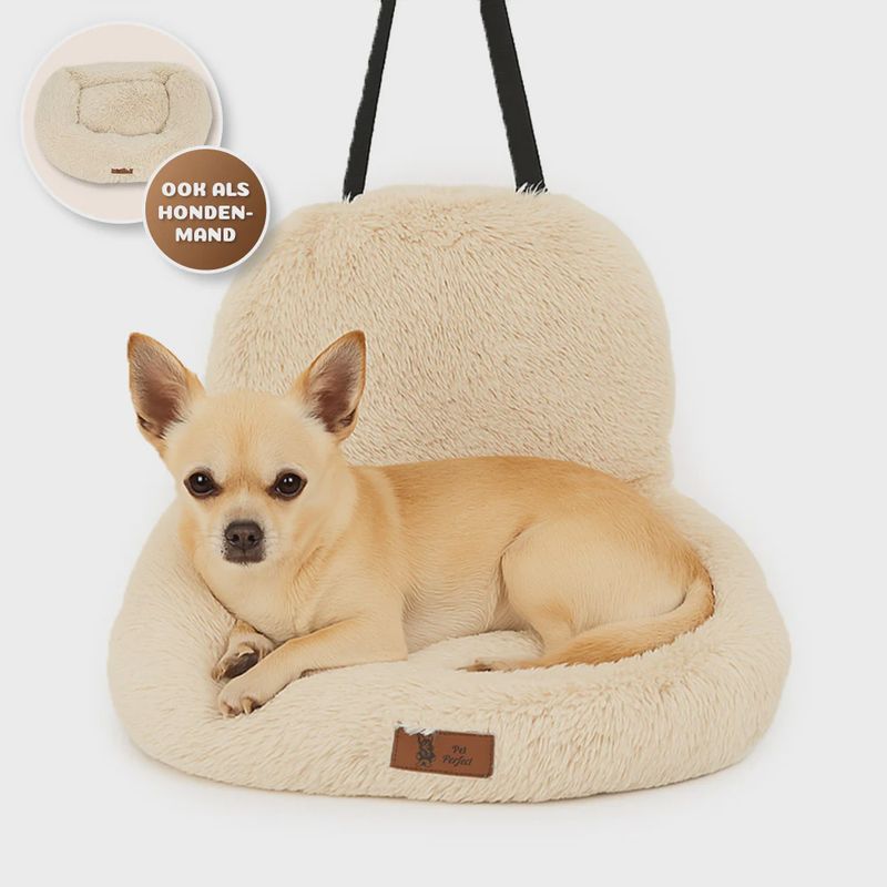 Fluffy autostoel - Beige - S 52 x 67 x 14 cm 23020