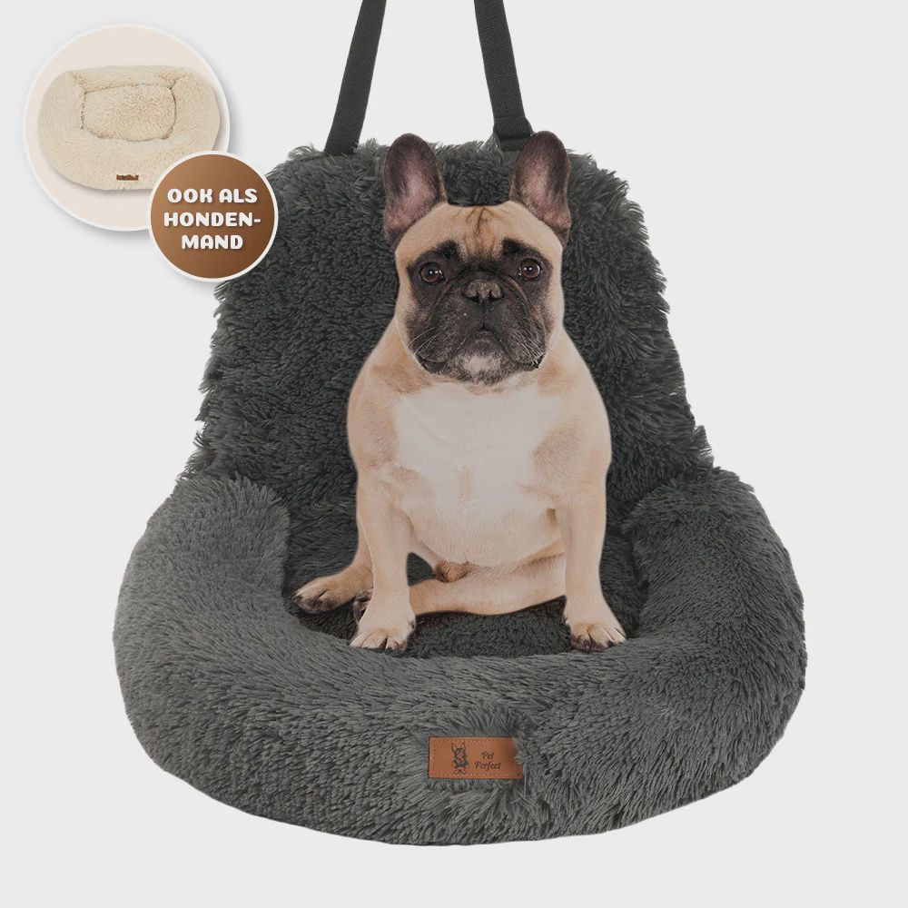 Fluffy autostoel - Antraciet - M 59 x 72 x 15 cm 23023