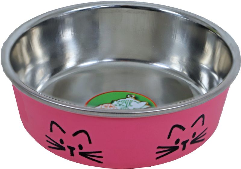 EETBAK RVS KAT ROZE MET KATTEKOP 11 CM 021 6496