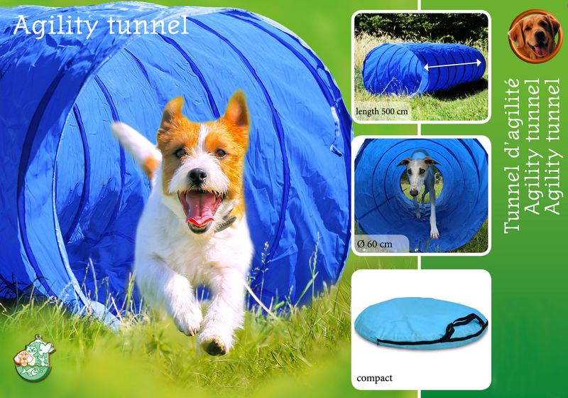AGILITY TUNNEL NYL. BLAUW/ZWART 500X60CM 020 5929