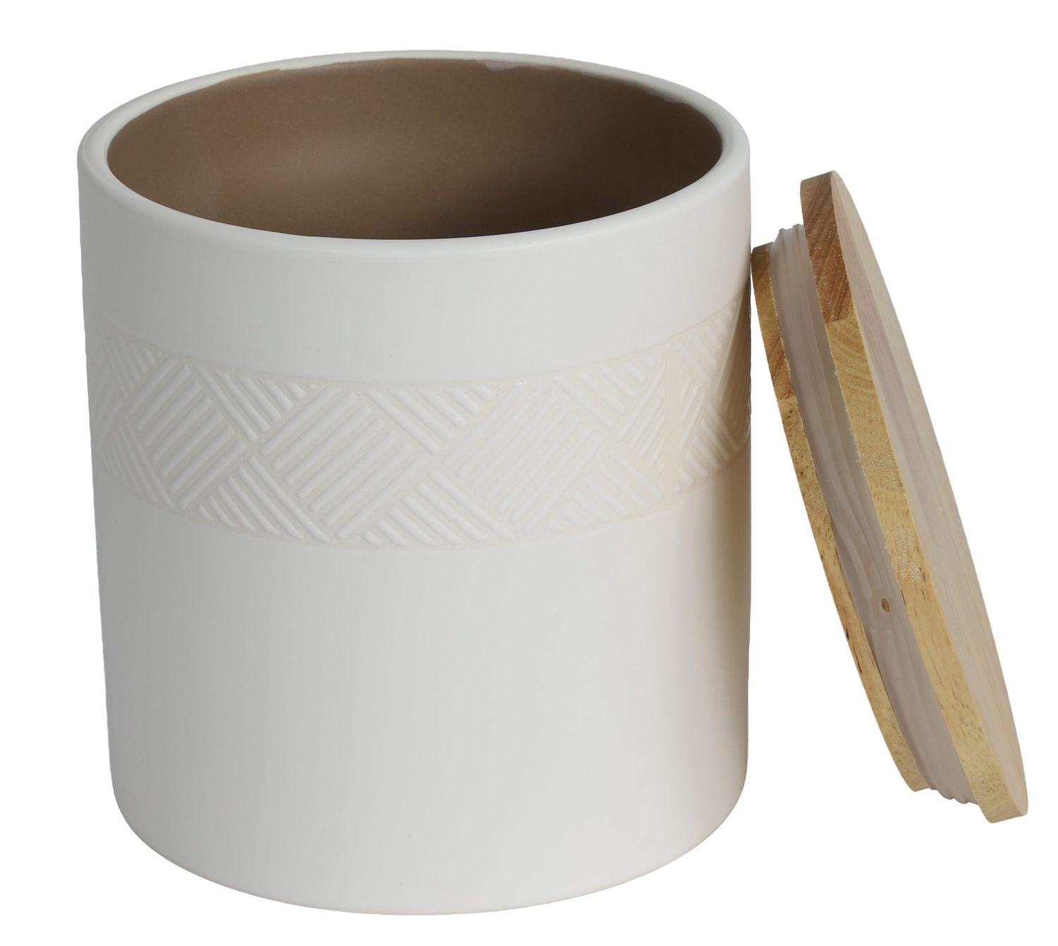 VOORRAADPOT KERAMIEK TOSCANE BR/WIT 14CM 020 3225