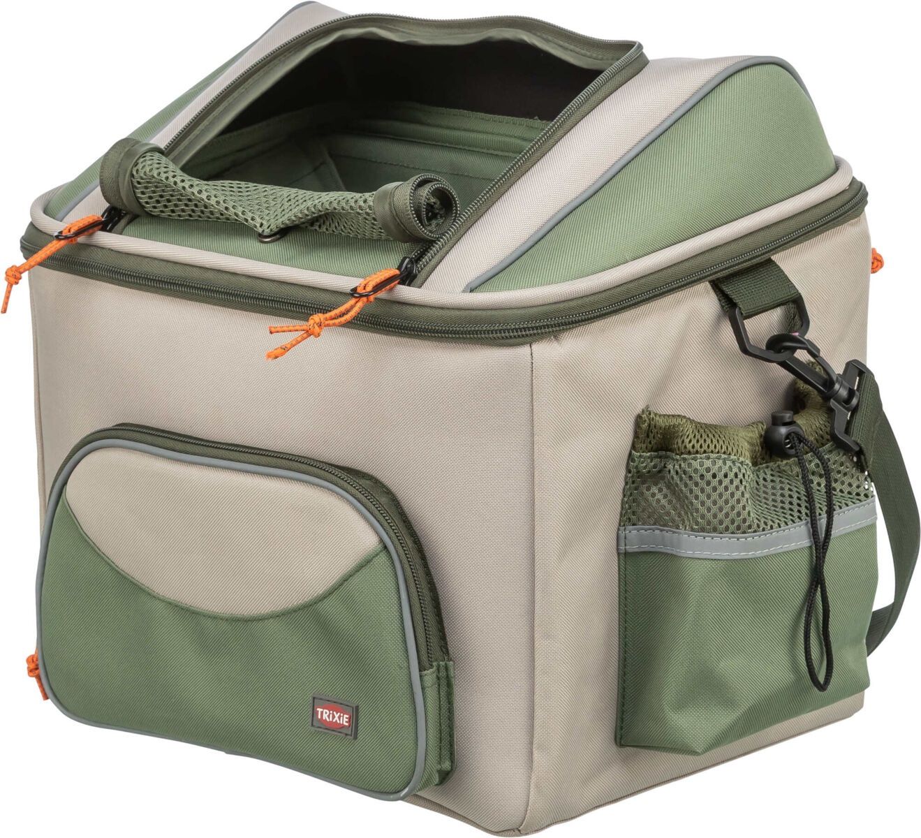 Fietsmand voor stuur, polyester, 48 × 40 × 34 cm, olijfgroen/beige 13121