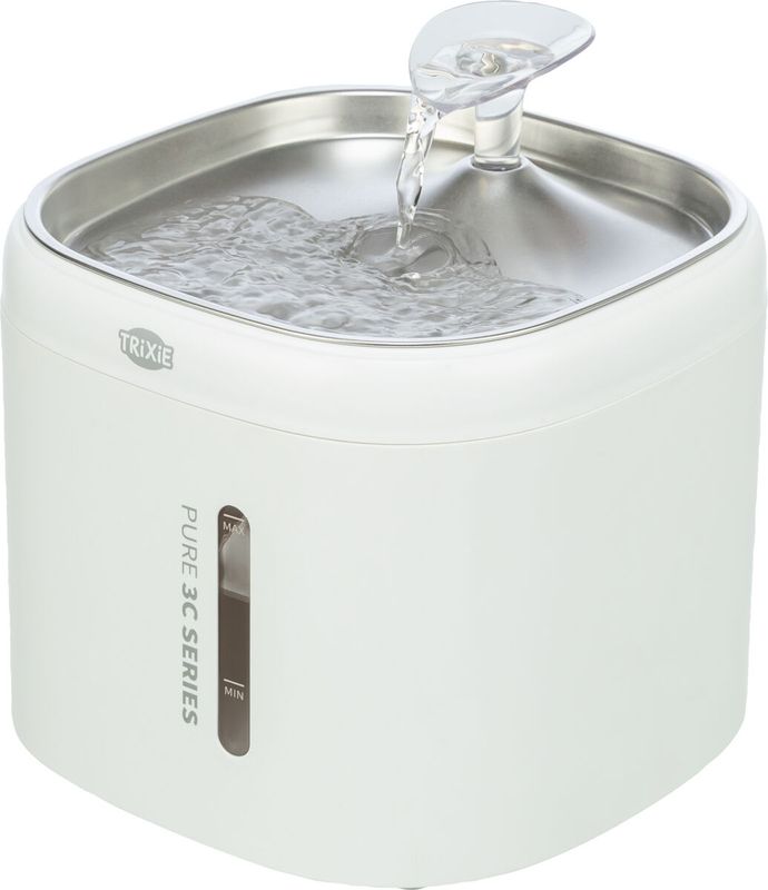 Drinkfontein Aqua Pure, kunststof/roestvrij staal, 2 l/18 × 14,7  × 18 cm, wit 24481