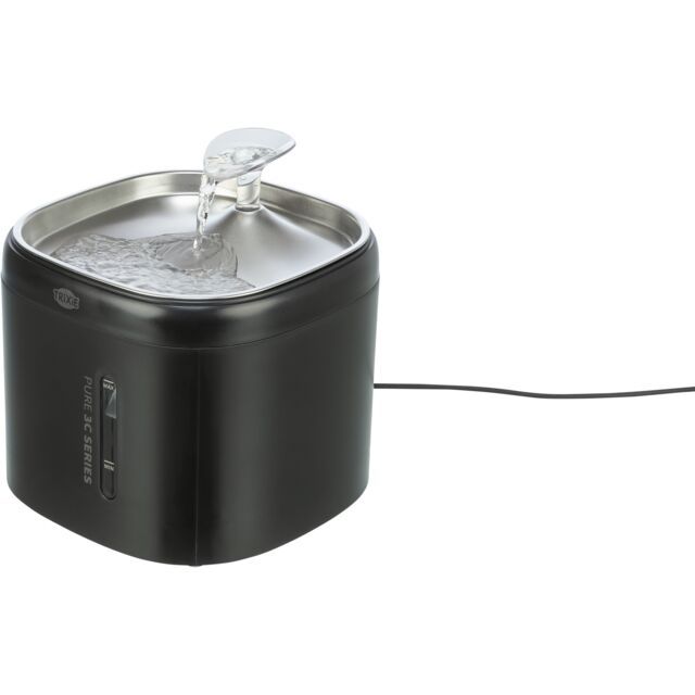 Drinkfontein Aqua Pure, kunststof/roestvrij staal, 2 l/18 × 14,7  × 18 cm, zwart 24482