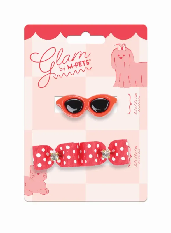 M-PETS GLAM Hair Accessories for pets clip&amp;rubber band Red 60900299