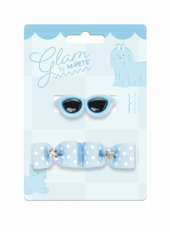 M-PETS GLAM Hair Accessories for pets clip&amp;rubber band Blue