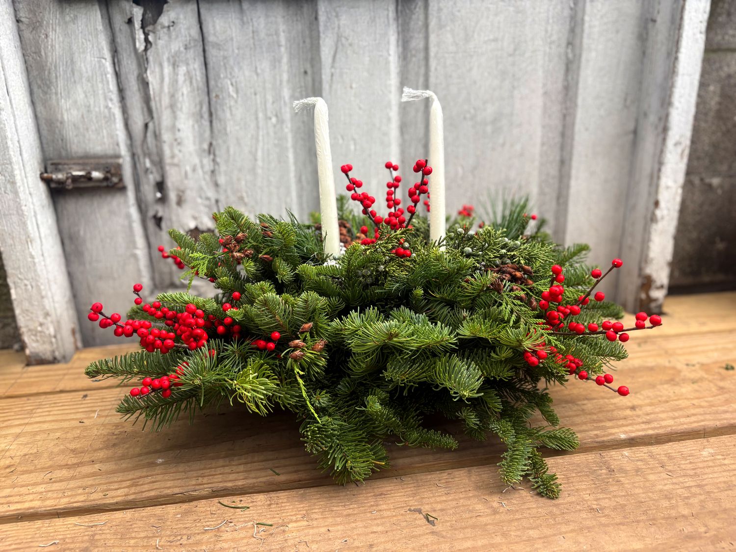 Double Candle Holiday Centerpiece
