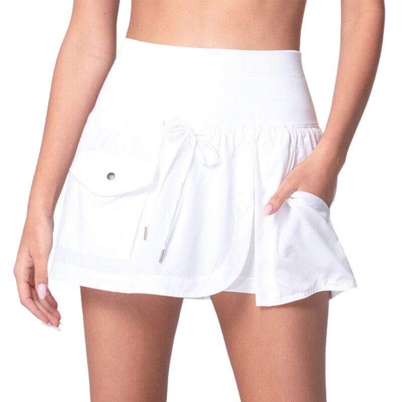 Lucky In Love Cargo Pocket Wrap Skirt White