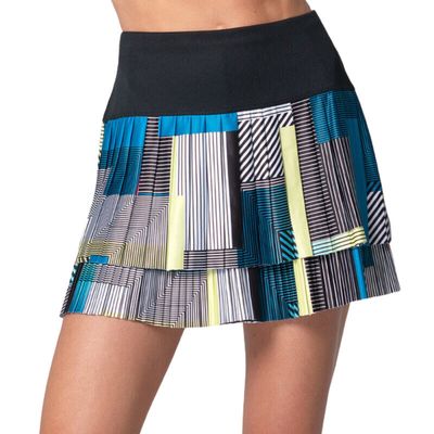 Lucky In Love Stripe It Up Pleated Skirt Black