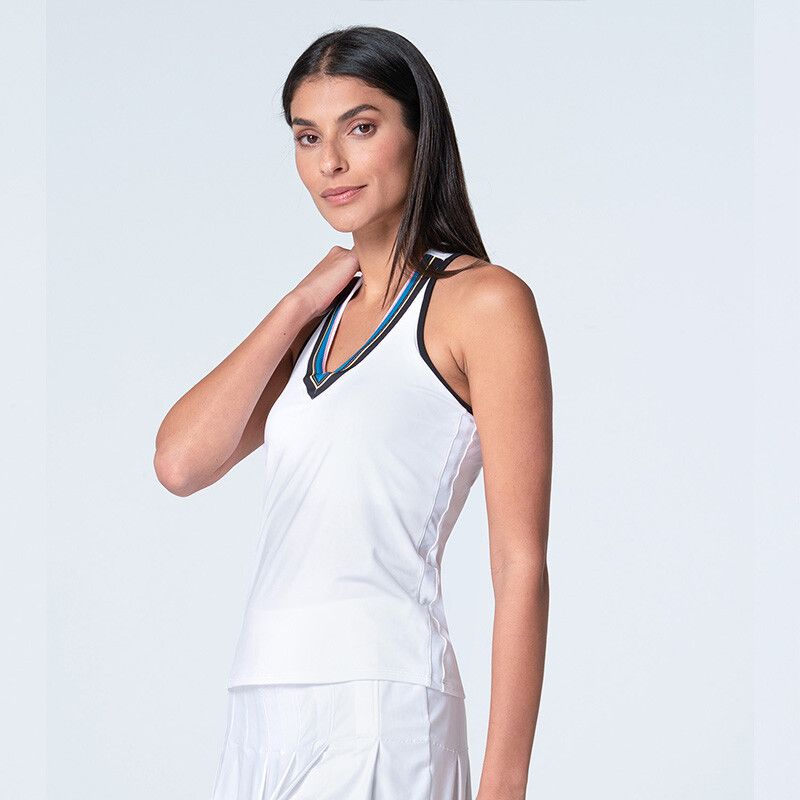 Lucky In Love Stripe Hype Tank w/ Bra White