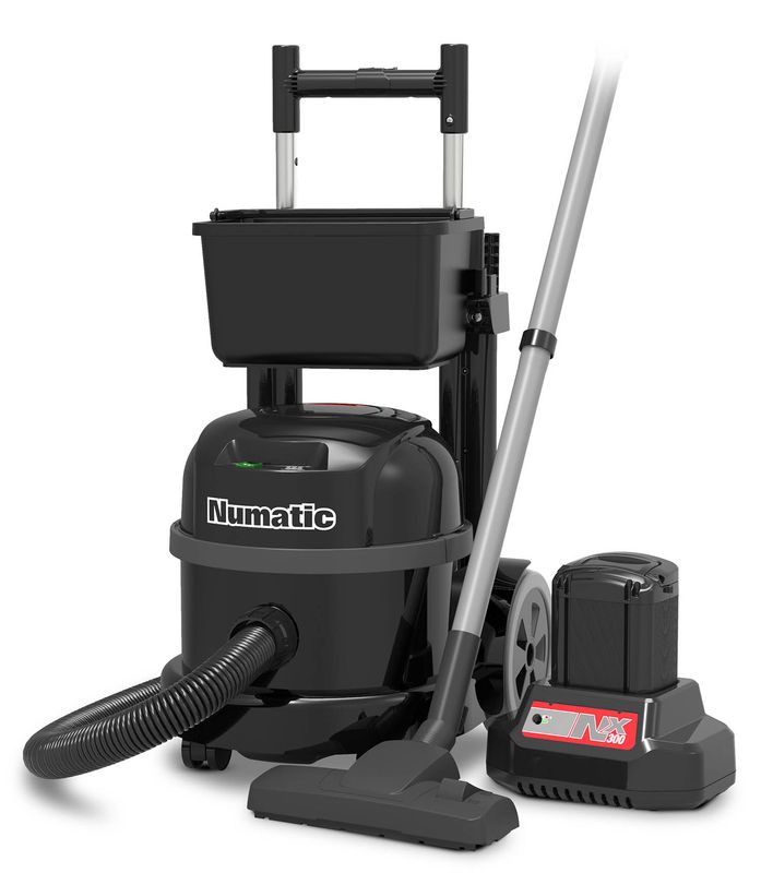 ASPIRATORE CARRELLATO CON BATTERIA AL LITIO NX300 COMPLETO DI CARICABATTERIE