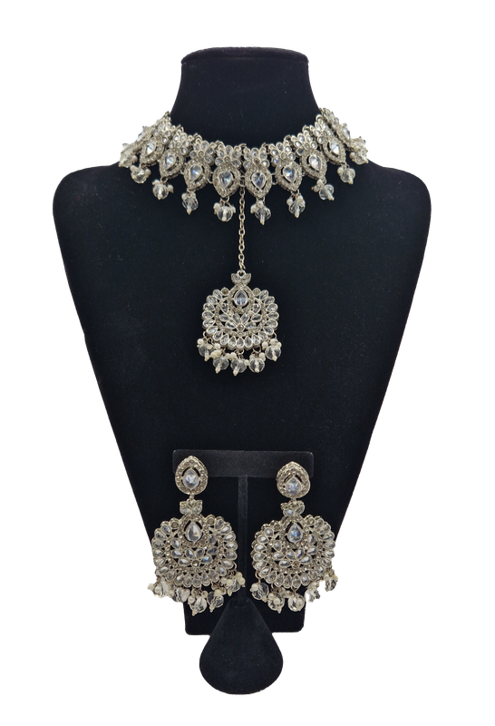 Silver kundan set