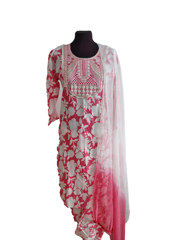 Kurti set white/pink