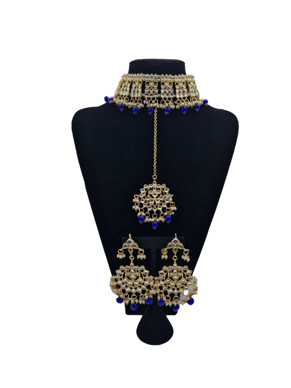 Blue kundan set