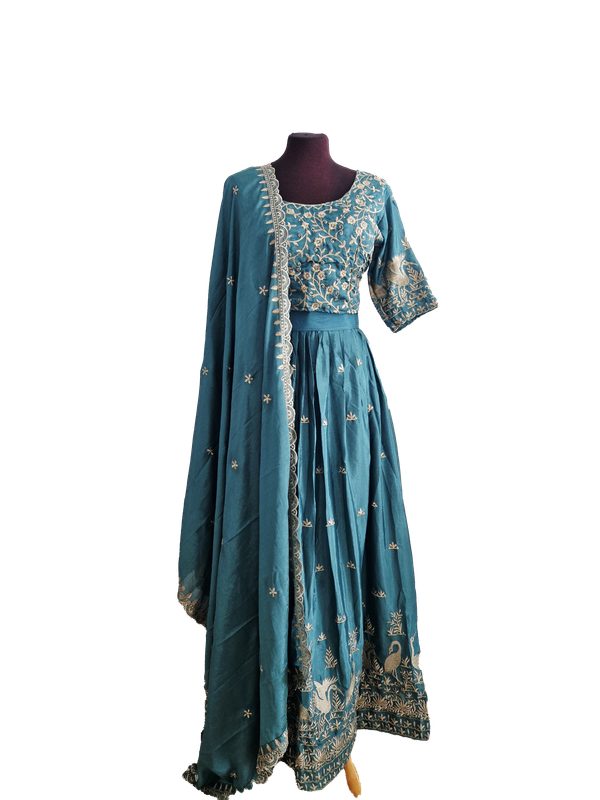 Green foil lehenga