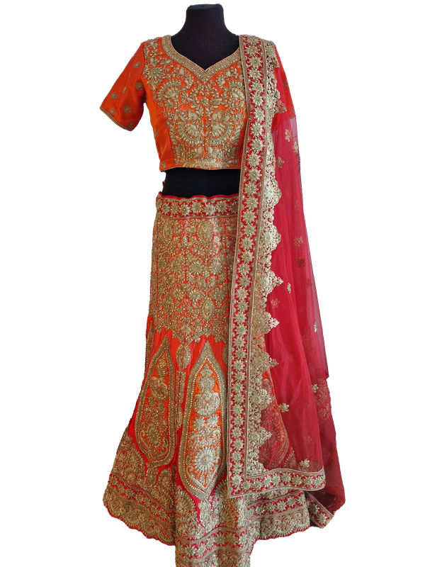 Heavy Lengha Orange/Red