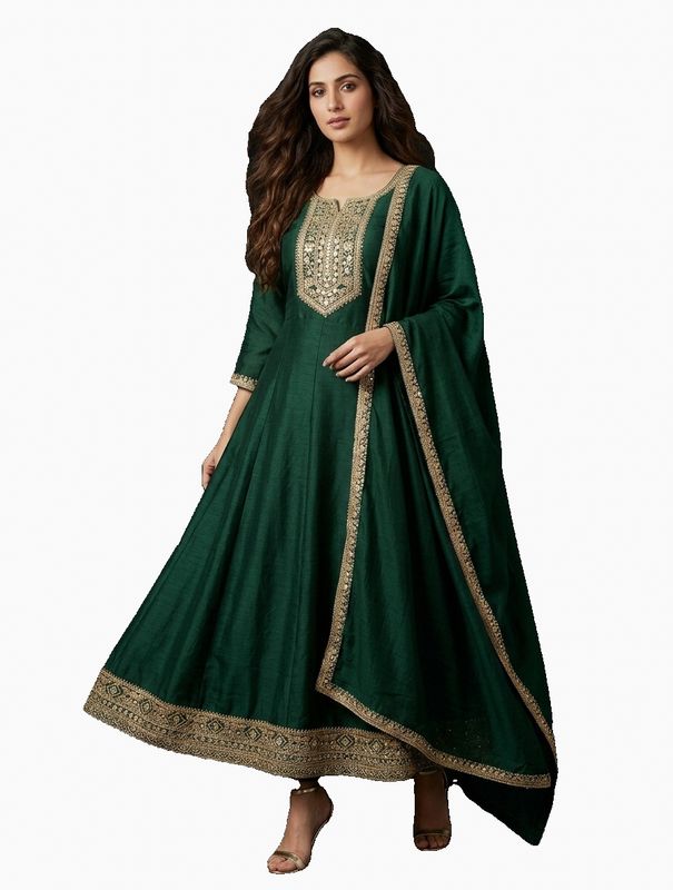 Green anarkali suit