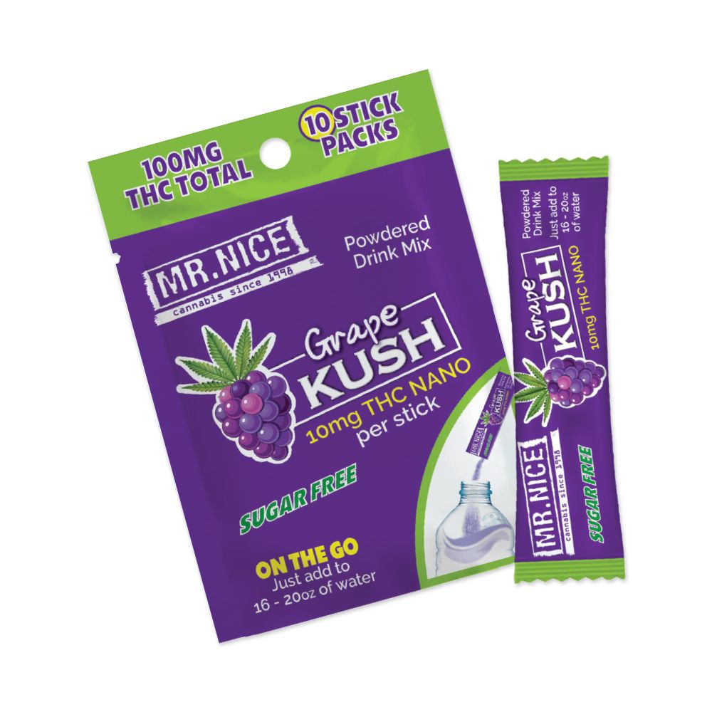 Grape Kush Powdered Drink Mix - THC: 10 stick packs - 100mg THC Total
