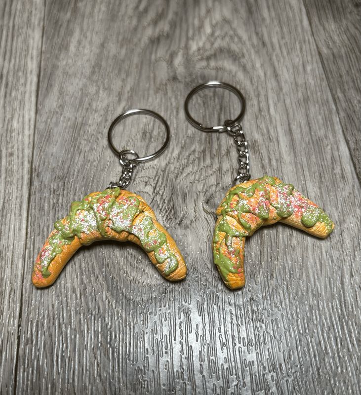 Matcha Raspberry Croissant Keychain