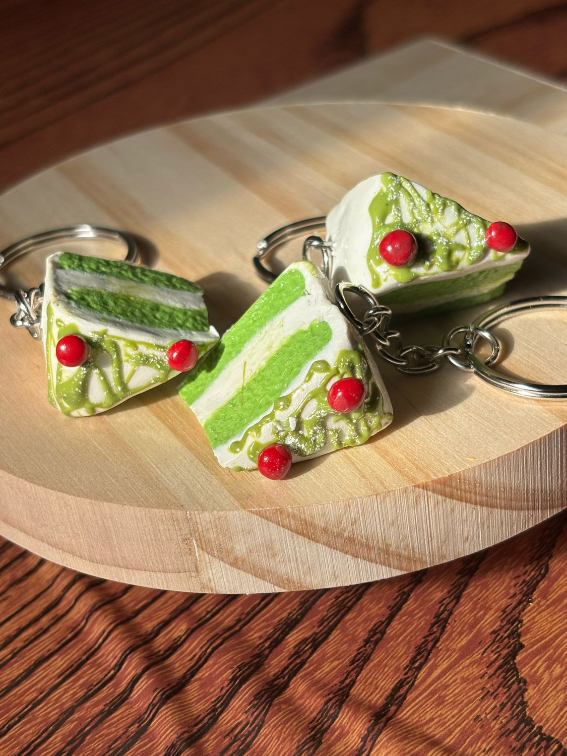Matcha cake slice Keychain