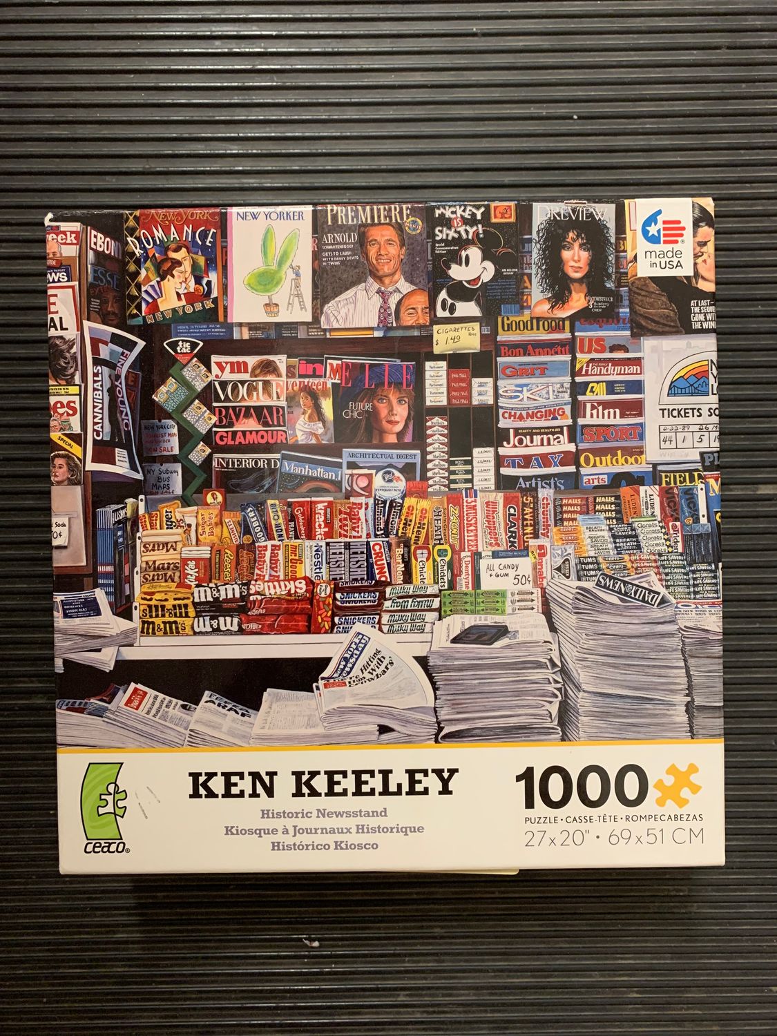 Puzzle - Historic Newstand - Ken Keeley. 1000 pieces  (missing one piece)
