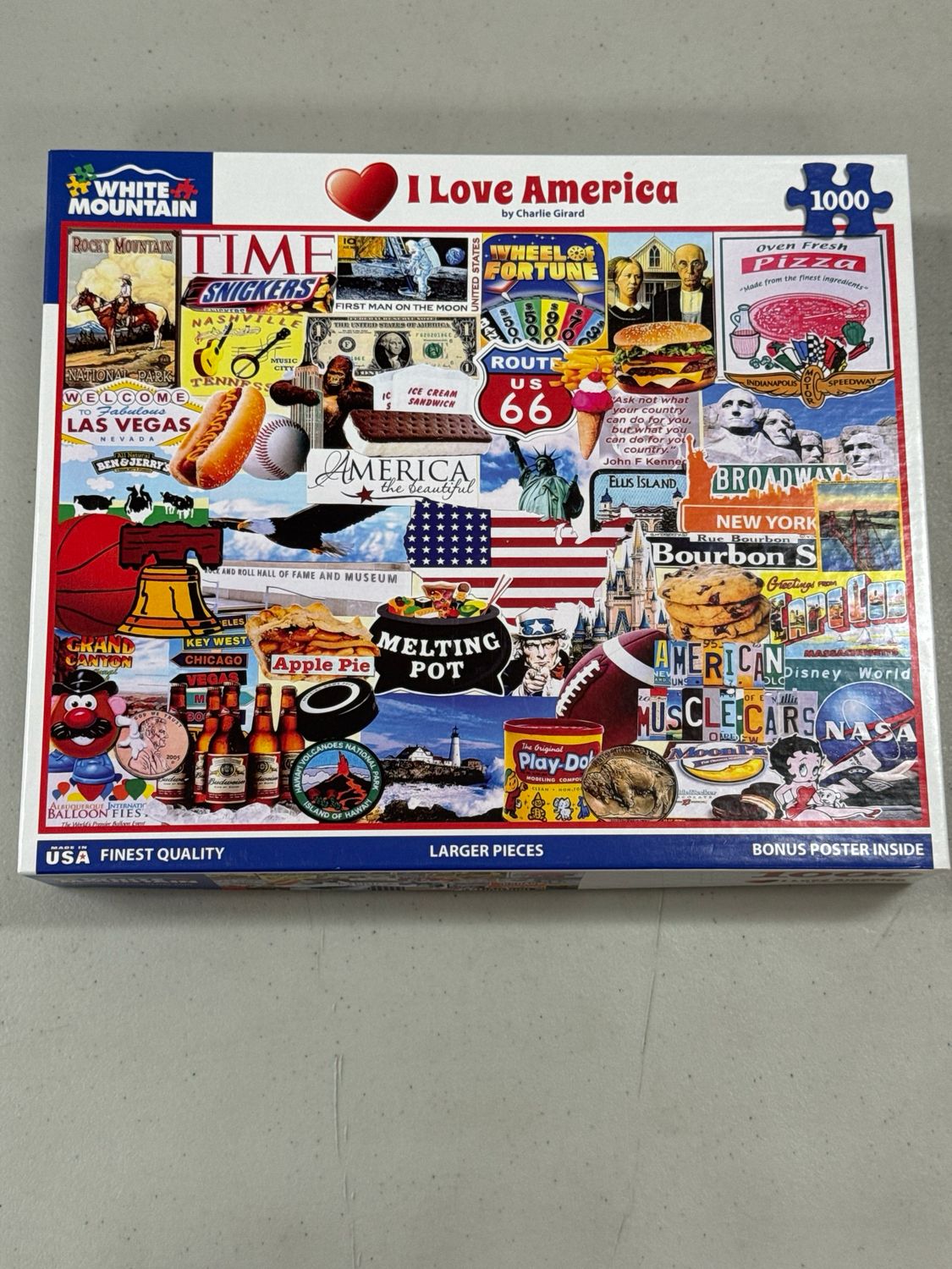 Puzzle - I Love America by Charlie Girard. White Mountain. 1000 pieces.