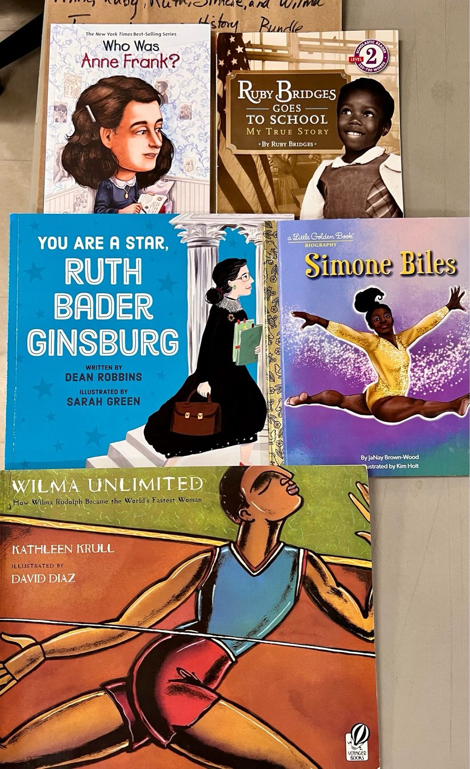 Anne, Ruby, Ruth, Simone, and Wilma. Famous Women in History Bundle (Picture Books) Softcover and Hardcover (Ch-NF)