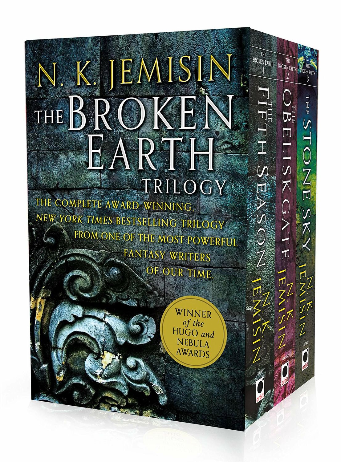 Broken Earth Trilogy, The: The Fifth Season, The Obelisk Gate, The Stone Sky; by N. K. Jemisin. 2015 Softcover Boxed Set (YA)