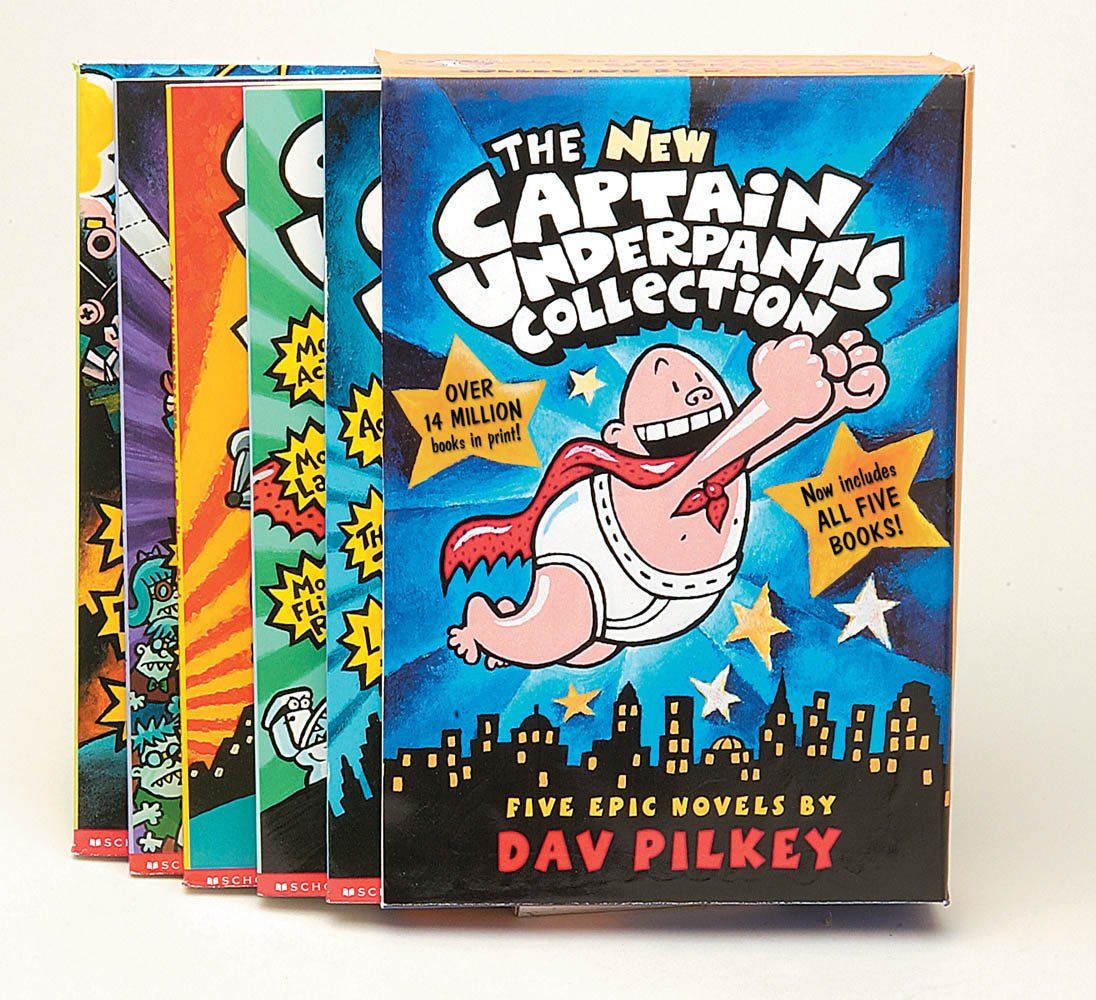 New Captain Underpants Collection (Books 1-5) by Dav Pilkey. 2002 Softcover (Boxed Set) (Ch-FIC)